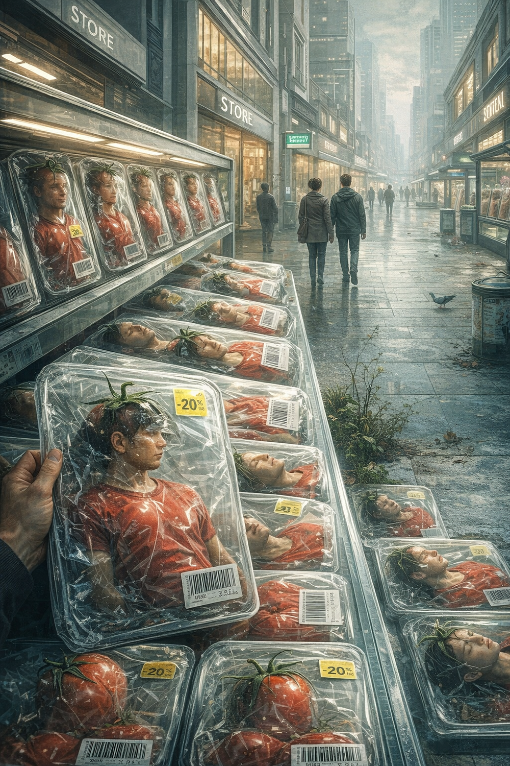 Comme des tomates sous vide dans les quartiers des villes